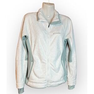 Columbia Jacket Womens Medium White Fleece Full Zip Pockets Fuzzy Soft Athletic